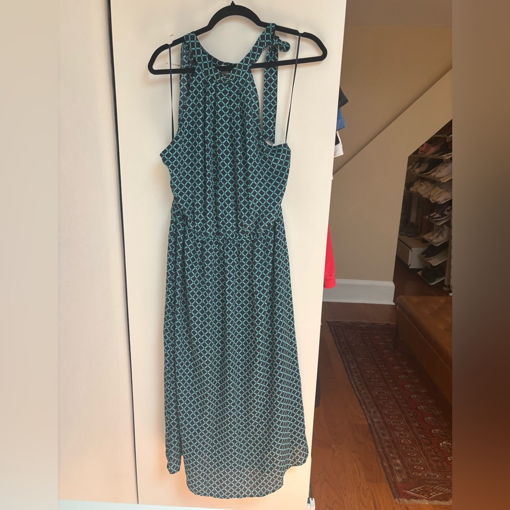 Maison Jules Teal Geometric Midi Dress